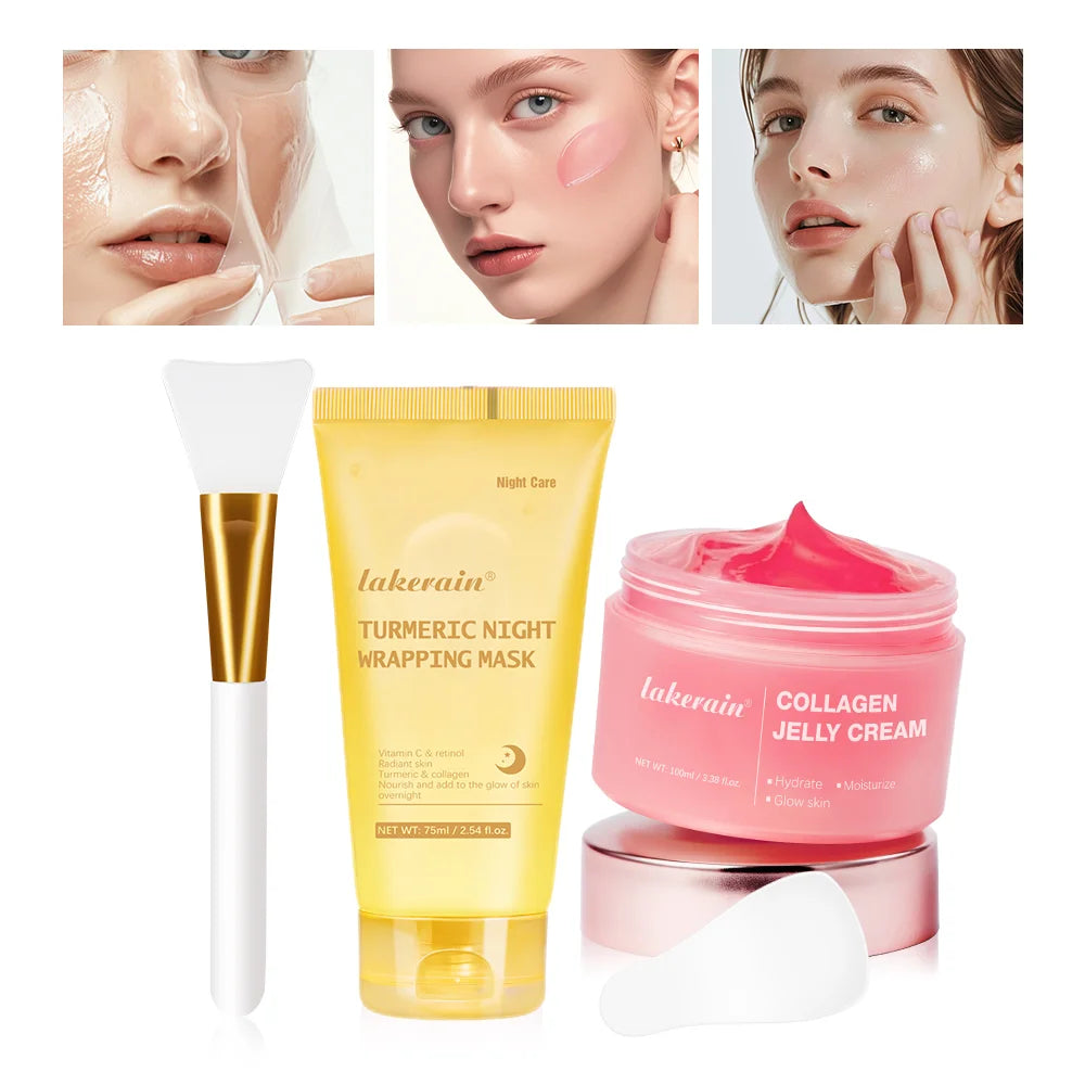 Night Wrapping Mask + Collagen Jelly Cream Set – Deep Hydration, Firming & Glow