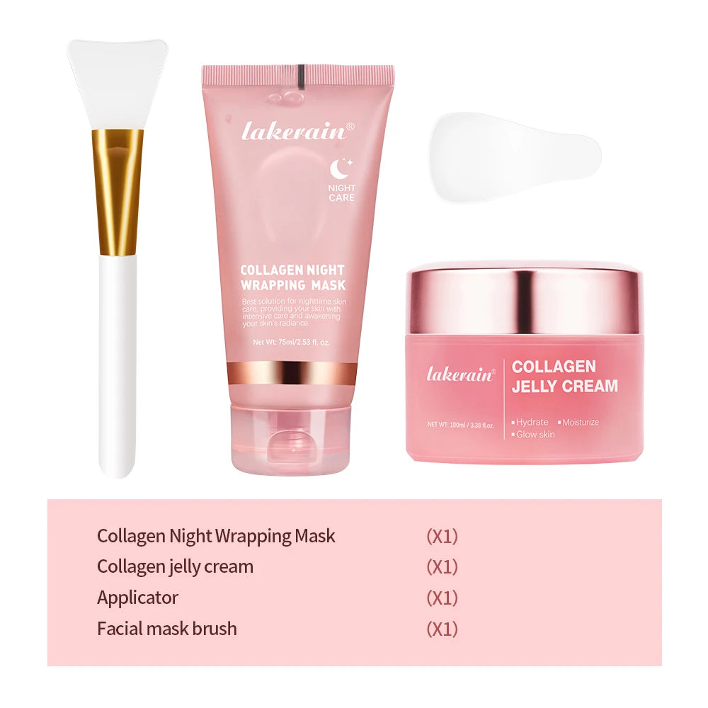 Night Wrapping Mask + Collagen Jelly Cream Set – Deep Hydration, Firming & Glow